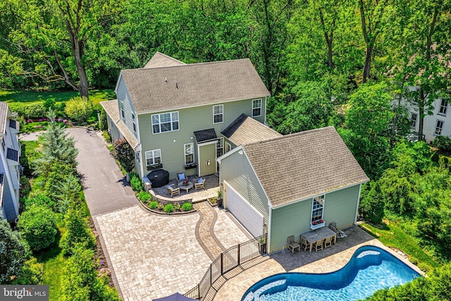 1165 Fulling Mill Ln, Haddon Heights, NJ 08035 - view from above of property with a heavily wooded area and a pool