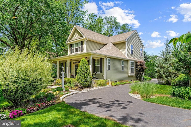 1165 Fulling Mill Ln, Haddon Heights, NJ 08035 - view of front of property with a porch, asphalt driveway, and a shingled roof