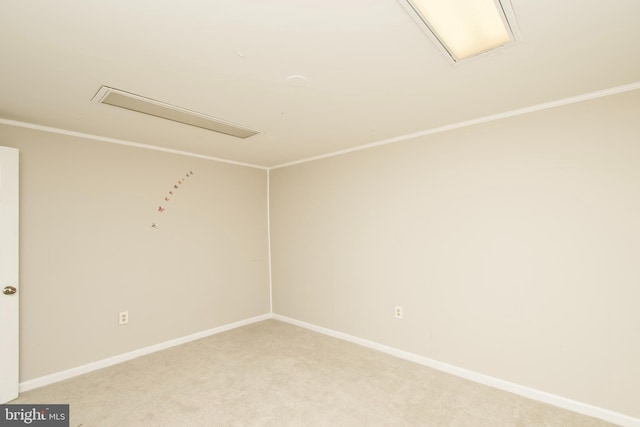 13732 Moccasin Ct, Woodbridge, VA 22193 - unfurnished room with attic access, light carpet, baseboards, and crown molding