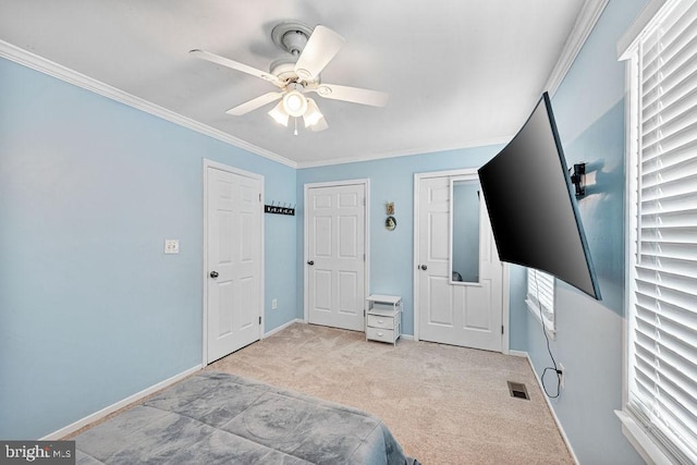 20429 Ambassador Ter Unit 20429, Germantown, MD 20874 - unfurnished bedroom featuring carpet, ornamental molding, baseboards, and ceiling fan