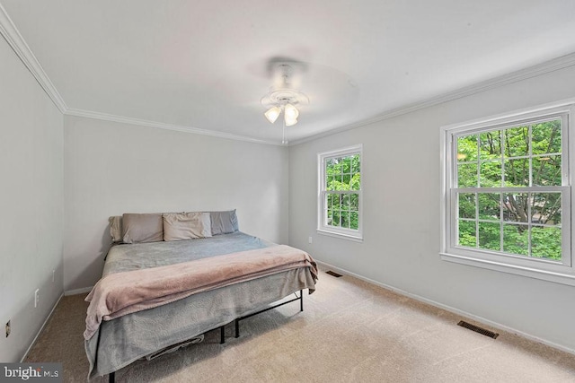 20429 Ambassador Ter Unit 20429, Germantown, MD 20874 - bedroom with light carpet, ornamental molding, baseboards, and a ceiling fan