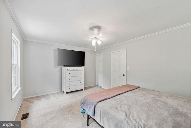 20429 Ambassador Ter Unit 20429, Germantown, MD 20874 - bedroom with ornamental molding, light colored carpet, ceiling fan, and baseboards