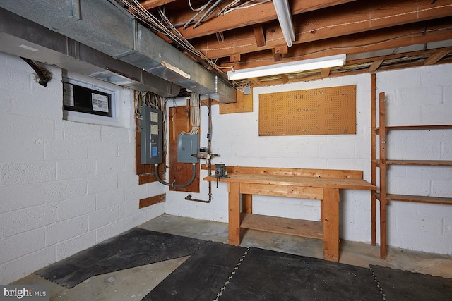 5403 Center St, Chevy Chase, MD 20815 - unfinished basement featuring electric panel and concrete block wall
