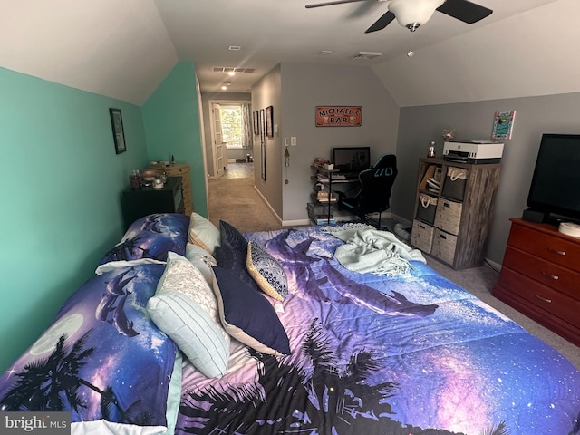 25 N 12th St, Del Haven, NJ 08251 - bedroom featuring lofted ceiling, carpet, a ceiling fan, and baseboards