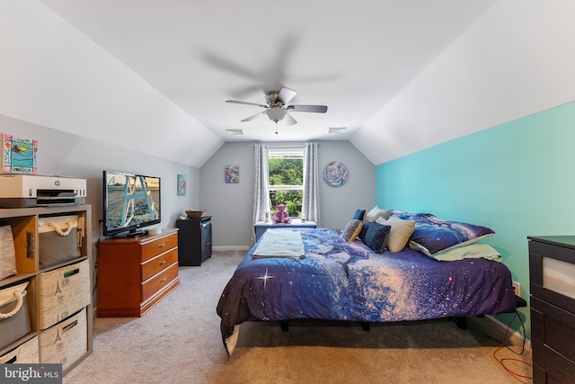 25 N 12th St, Del Haven, NJ 08251 - carpeted bedroom with vaulted ceiling and a ceiling fan