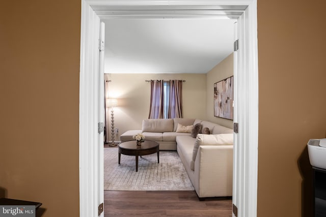 6 E Saxony Dr, New Castle, DE 19720 - living room with dark wood-type flooring