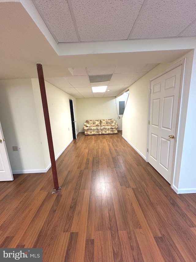 413 Park View Dr, Harrisburg, PA 17110 - finished below grade area featuring a paneled ceiling, wood finished floors, and baseboards