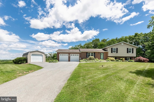 821 Lucabaugh Mill Rd, Westminster, MD 21157 - split level home with a front lawn, a garage, and brick siding