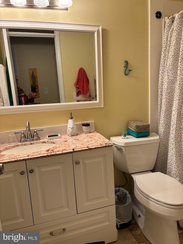 43 Magnolia Rd, Manahawkin, NJ 08050 - bathroom with vanity, toilet, and a shower with curtain