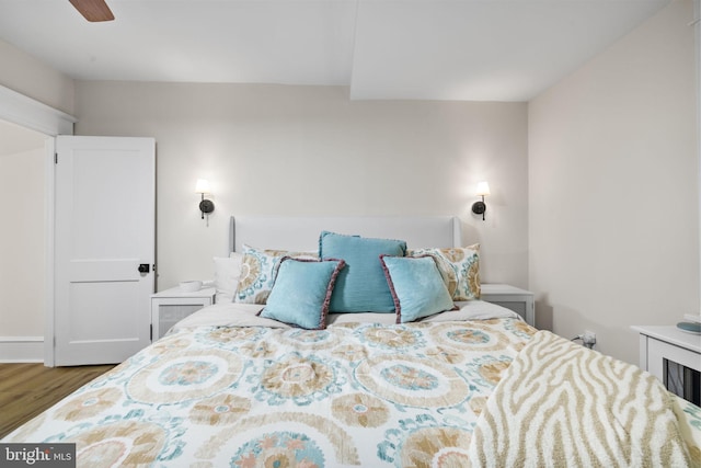 27 E Groveland Ave, Somers Point, NJ 08244 - bedroom with wood finished floors and a ceiling fan