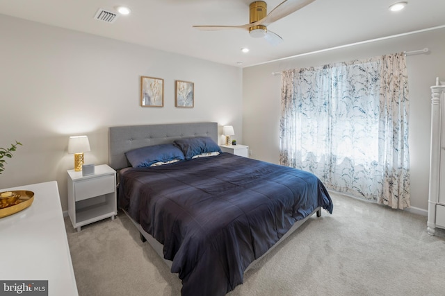 138 Merseyside Dr, Woolwich Twp, NJ 08085 - bedroom with light colored carpet, recessed lighting, and ceiling fan