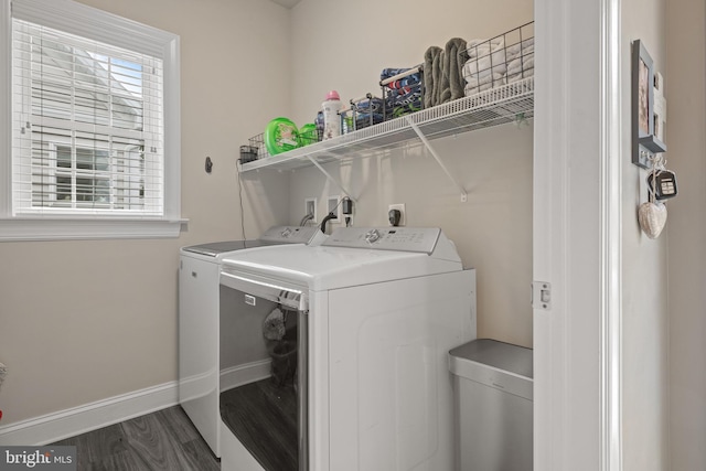 500 Prince George Dr, Lancaster, PA 17601 - laundry area with washing machine and clothes dryer, dark wood finished floors, and baseboards
