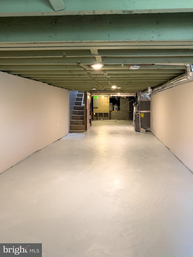 1736 E 30th St, Baltimore, MD 21218 - unfinished below grade area with stairway and heating unit