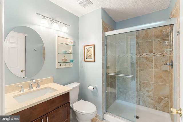82 Cheverny Ct, Hamilton, NJ 08619 - full bath featuring vanity, toilet, a shower stall, and a textured ceiling