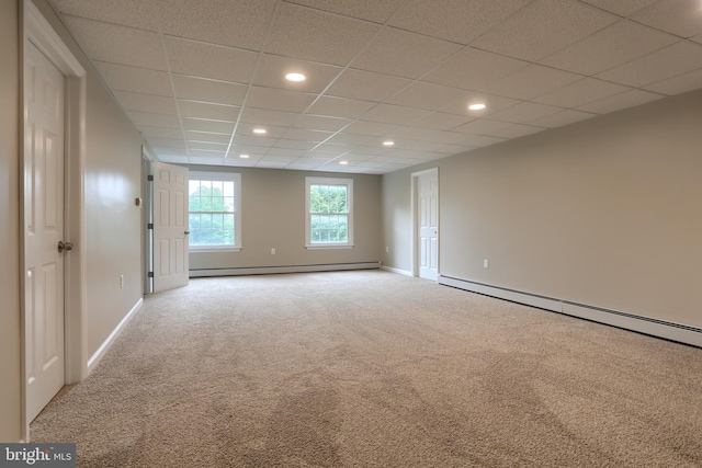 1866 Miller Rd, Hummelstown, PA 17036 - spare room with baseboard heating, carpet, recessed lighting, a drop ceiling, and baseboards