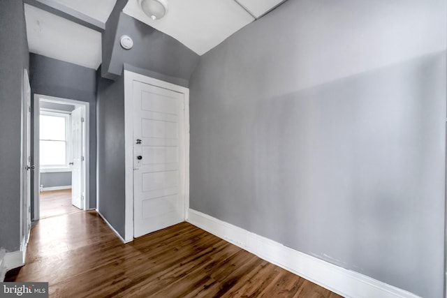 36 N Millbourne Ave, Upper Darby, PA 19082 - entrance foyer with dark wood finished floors, baseboards, and vaulted ceiling