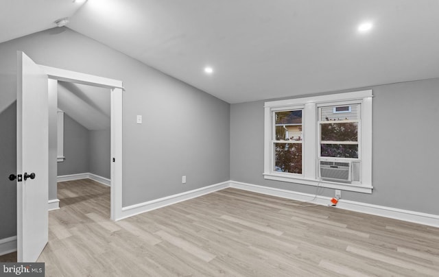 3258 N 48th St, Pennsauken, NJ 08109 - unfurnished room with cooling unit, lofted ceiling, wood finished floors, baseboards, and recessed lighting