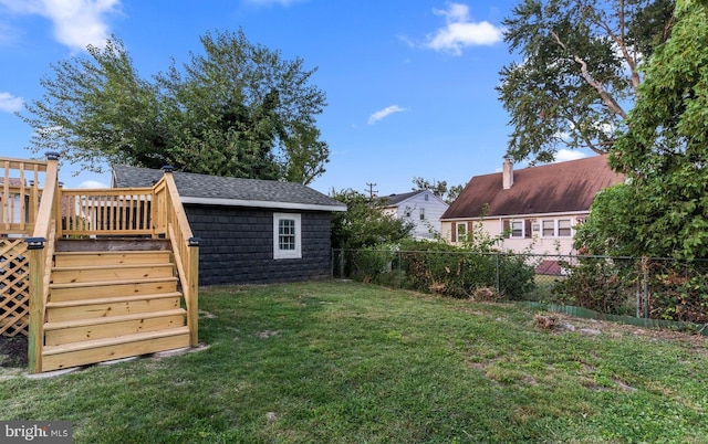 3258 N 48th St, Pennsauken, NJ 08109 - view of yard featuring stairway, a deck, and an outbuilding