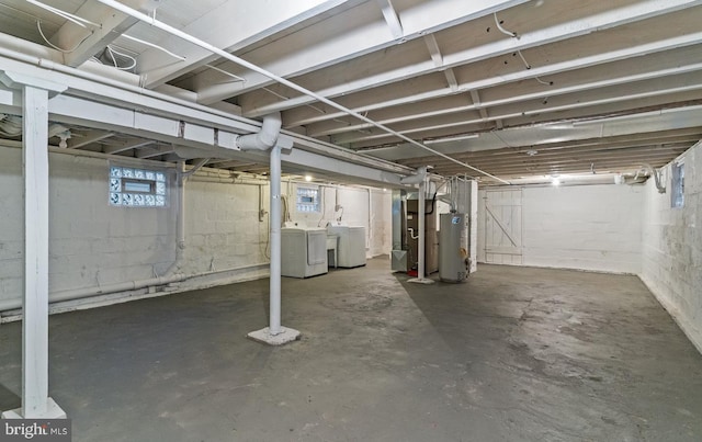 3258 N 48th St, Pennsauken, NJ 08109 - below grade area with separate washer and dryer, gas water heater, and concrete block wall