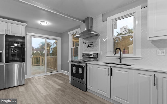 3258 N 48th St, Pennsauken, NJ 08109 - kitchen featuring appliances with stainless steel finishes, a sink, wall chimney exhaust hood, and tasteful backsplash