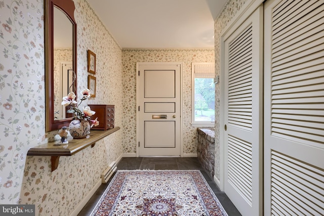 1545 Farr Rd, Wyomissing, PA 19610 - hallway with wallpapered walls and baseboards