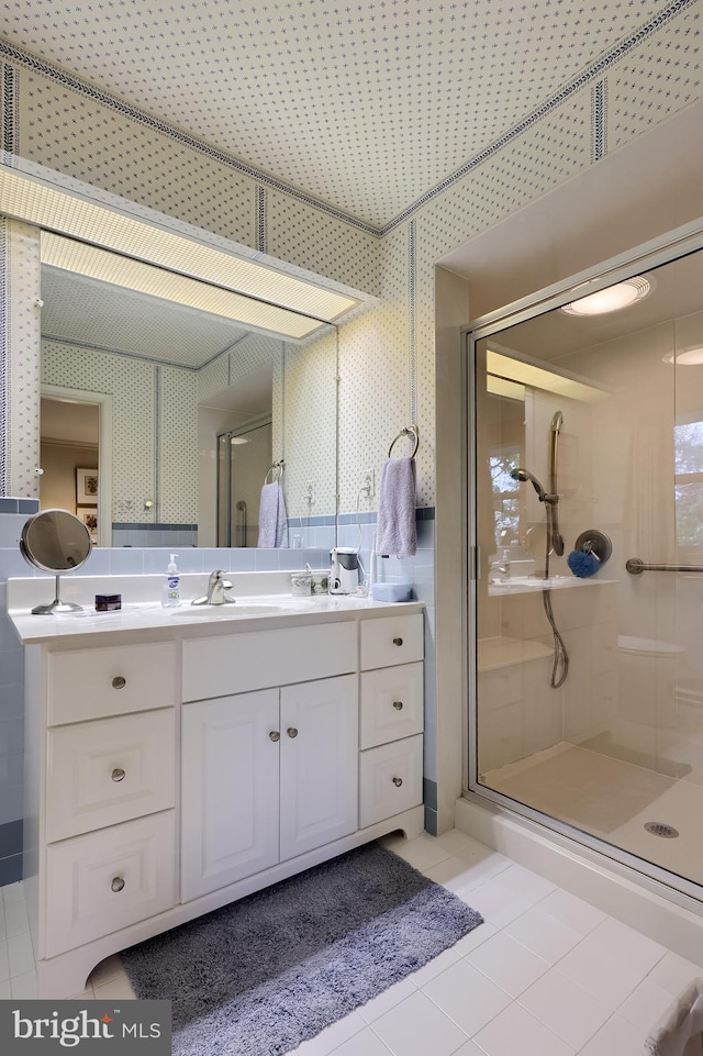 1545 Farr Rd, Wyomissing, PA 19610 - full bath with a stall shower, vanity, and tile patterned floors