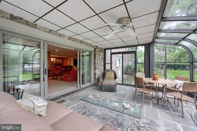 1545 Farr Rd, Wyomissing, PA 19610 - sunroom with a ceiling fan and outdoor dining space