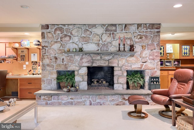 1545 Farr Rd, Wyomissing, PA 19610 - living area with a fireplace and carpet