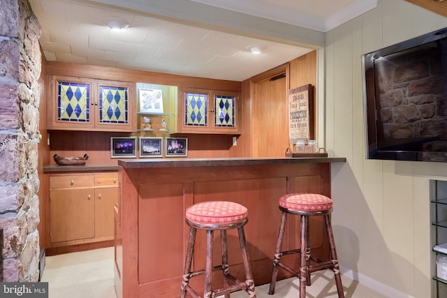 1545 Farr Rd, Wyomissing, PA 19610 - indoor dry bar with ornamental molding and wooden walls