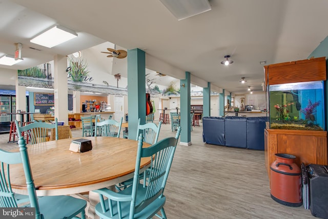 12133 Neale Sound Dr, Cobb Island, MD 20625 - dining area with light wood finished floors and a ceiling fan