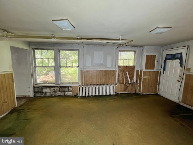 510 62nd Ave, Capitol Heights, MD 20743 - misc room with radiator, healthy amount of natural light, wood walls, and carpet flooring