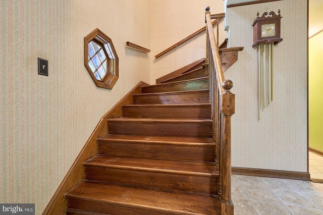 7423 Round Hill Rd, Frederick, MD 21702 - stairs with tile patterned flooring and baseboards
