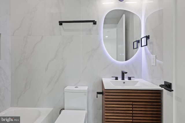 2007 S Joyce St, Arlington, VA 22202 - full bathroom featuring vanity, tile walls, and toilet