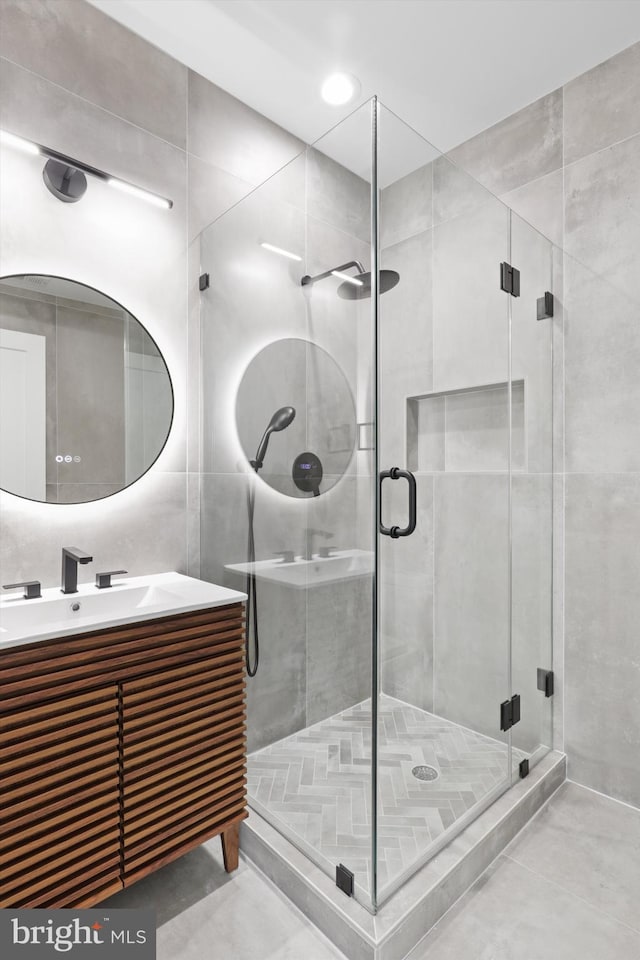2007 S Joyce St, Arlington, VA 22202 - full bath with vanity, a stall shower, and tile patterned floors