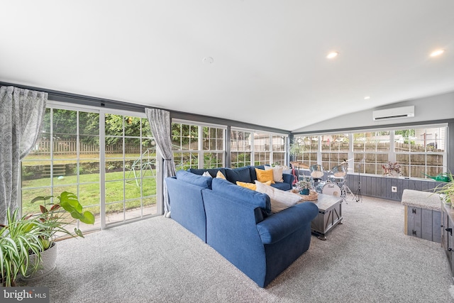 428 Hampshire Dr, Broomall, PA 19008 - sunroom / solarium featuring outdoor lounge area, vaulted ceiling, and a wall mounted air conditioner