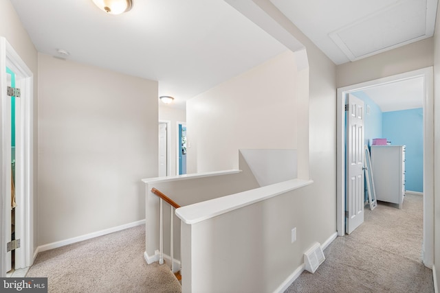 428 Hampshire Dr, Broomall, PA 19008 - hall featuring an upstairs landing, carpet, and baseboards