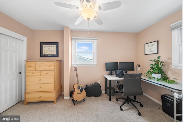 428 Hampshire Dr, Broomall, PA 19008 - office space with a ceiling fan, carpet flooring, and baseboards