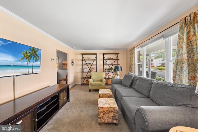 428 Hampshire Dr, Broomall, PA 19008 - living room featuring ornamental molding and baseboards