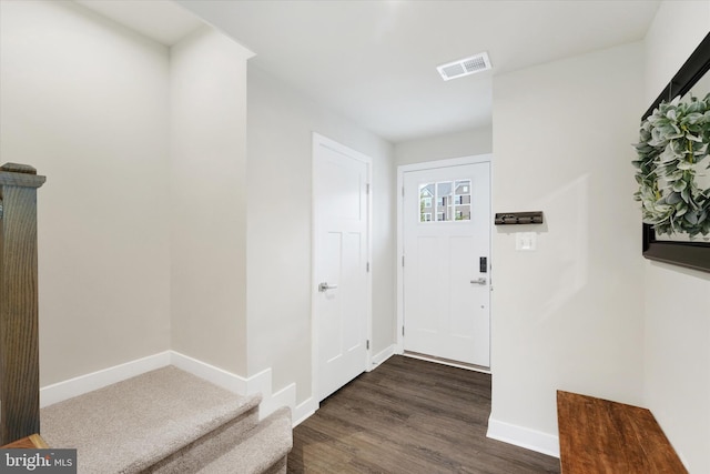 118 Fletcher Cir, Middletown, DE 19709 - foyer with dark wood finished floors, baseboards, and stairway