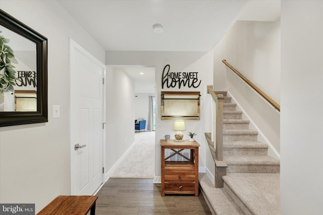 118 Fletcher Cir, Middletown, DE 19709 - stairway with wood finished floors, baseboards, and recessed lighting