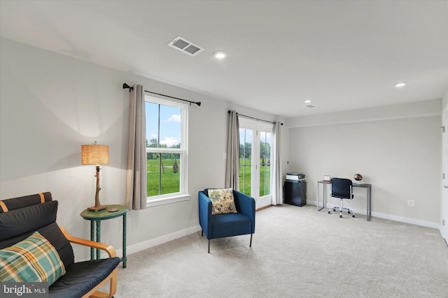 118 Fletcher Cir, Middletown, DE 19709 - living area featuring carpet, an office area, baseboards, and recessed lighting