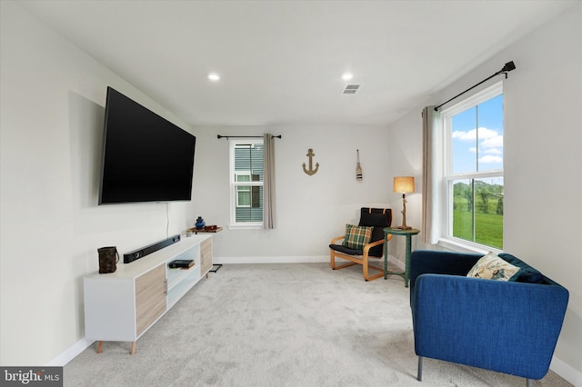118 Fletcher Cir, Middletown, DE 19709 - living room featuring light colored carpet, baseboards, and recessed lighting