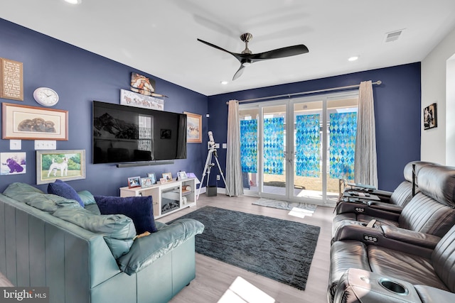 31107 Olney Way, Millsboro, DE 19966 - living area featuring a ceiling fan, wood finished floors, recessed lighting, and baseboards