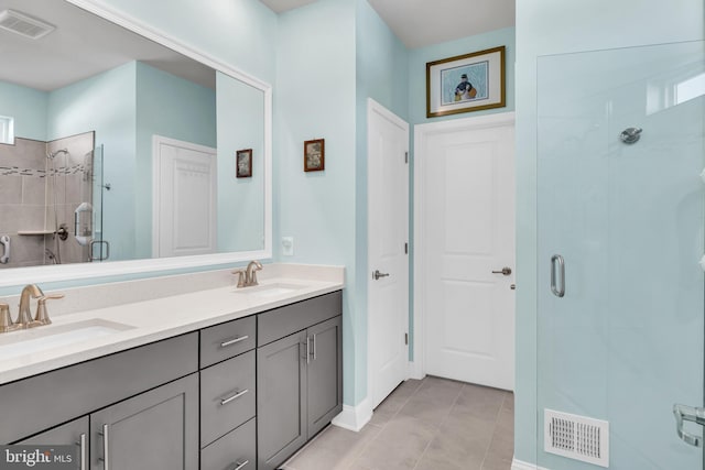 31107 Olney Way, Millsboro, DE 19966 - full bathroom with a stall shower, double vanity, and tile patterned flooring