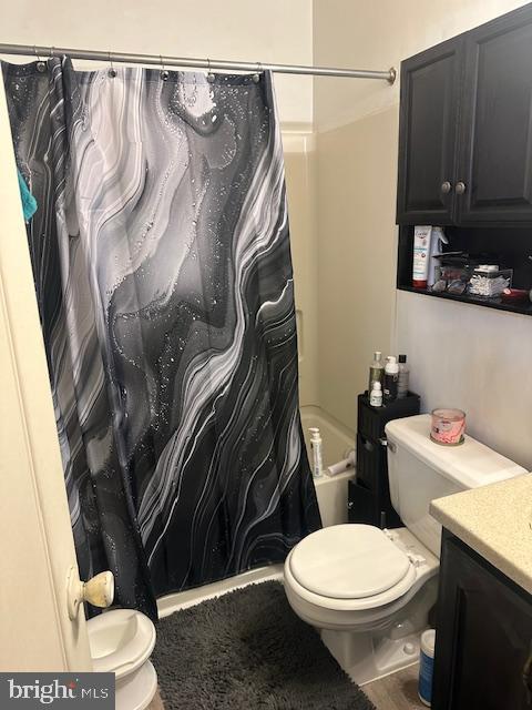 6708 Pauline Ct, Bryans Road, MD 20616 - full bathroom with toilet, vanity, and shower / tub combo with curtain