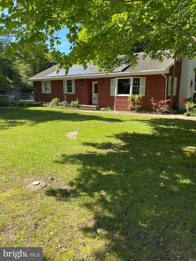 724 Ocean Ave, Galloway, NJ 08205 - ranch-style house with a front lawn, concrete block siding, and a shingled roof