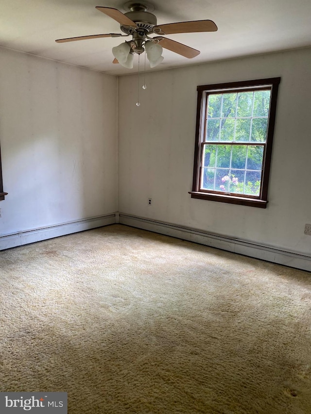 724 Ocean Ave, Galloway, NJ 08205 - empty room with ceiling fan, carpet flooring, and baseboard heating