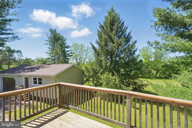 4202 Wolf Ct, Hampstead, MD 21074 - wooden deck featuring a lawn