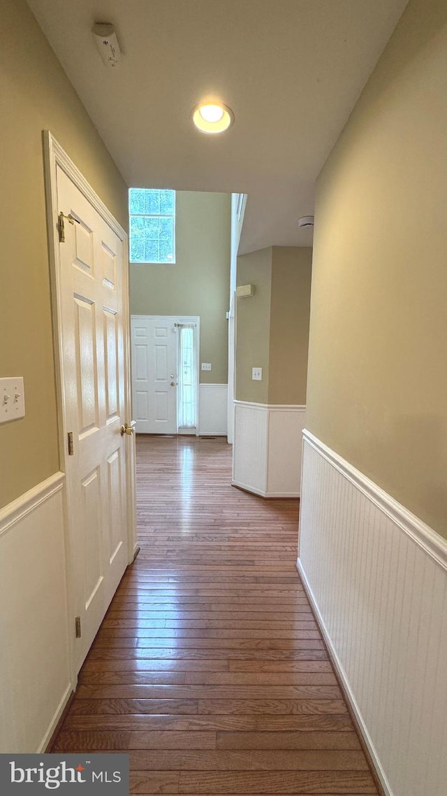 9 Whirlaway Dr, Bear, DE 19701 - hallway with a wainscoted wall, hardwood / wood-style flooring, and recessed lighting