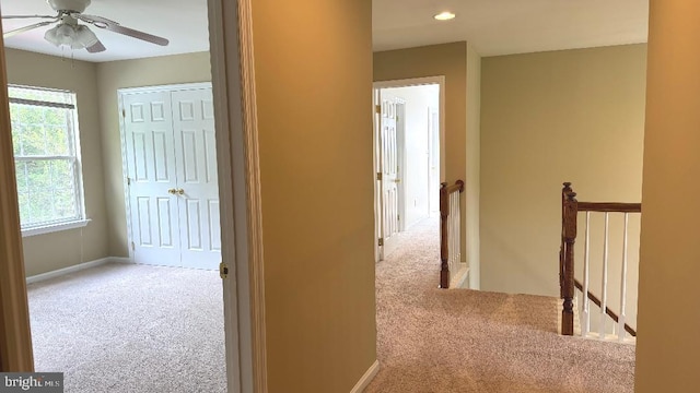 9 Whirlaway Dr, Bear, DE 19701 - hallway featuring an upstairs landing, carpet floors, recessed lighting, and baseboards